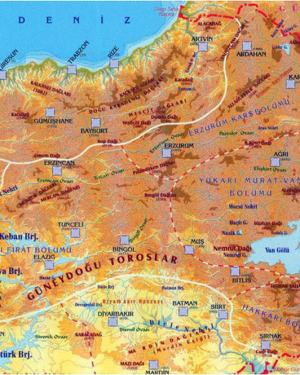 Doğu Anadolu Bölgesi Haritası - İller Haritası - Yerbilgisi