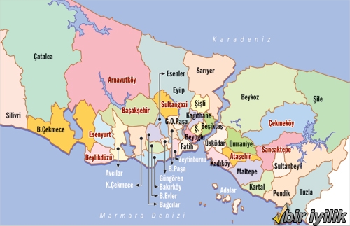 istanbul haritası ilçeler